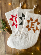 Load image into Gallery viewer, Heirloom Patchwork Star Christmas Stocking with Letter (Quilted)
