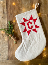 Load image into Gallery viewer, Heirloom Patchwork Star Christmas Stocking with Letter (Quilted)
