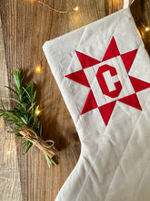 Load image into Gallery viewer, Heirloom Patchwork Star Christmas Stocking with Letter (Quilted)
