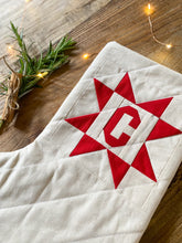 Load image into Gallery viewer, Heirloom Patchwork Star Christmas Stocking with Letter (Quilted)
