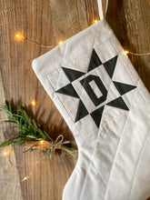 Load image into Gallery viewer, Heirloom Patchwork Star Christmas Stocking with Letter (Quilted)
