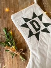 Load image into Gallery viewer, Heirloom Patchwork Star Christmas Stocking with Letter (Quilted)
