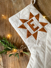Load image into Gallery viewer, Heirloom Patchwork Star Christmas Stocking with Letter (Quilted)
