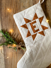Load image into Gallery viewer, Heirloom Patchwork Star Christmas Stocking with Letter (Quilted)

