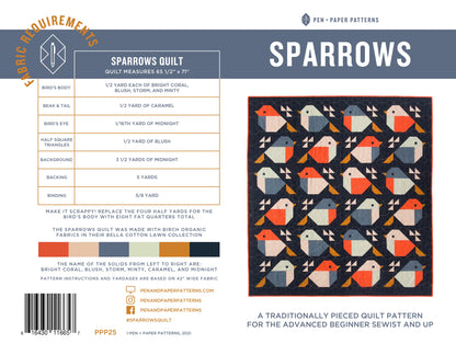 Sparrows Quilt Paper Pattern - Pen &amp; Paper Patterns