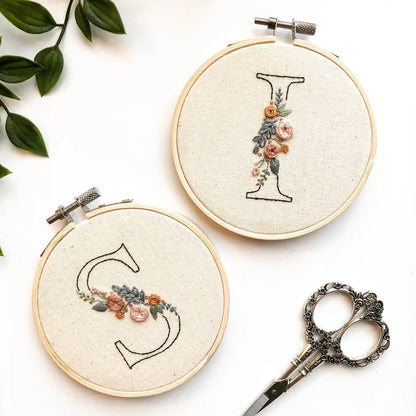 Floral Initial Embroidery Kit - Mindful Mantra Embroidery