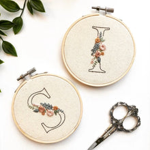 Load image into Gallery viewer, Floral Initial Embroidery Kit - Mindful Mantra Embroidery
