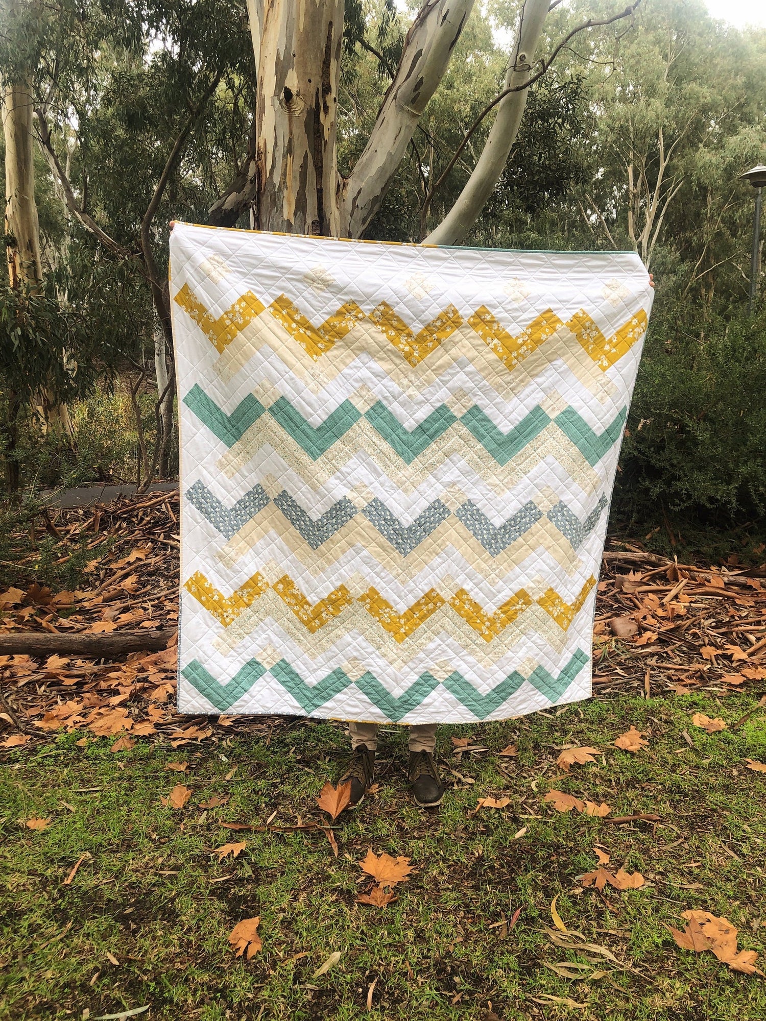 Yellow, Green and Blue Mayfair Thrive Throw Quilt