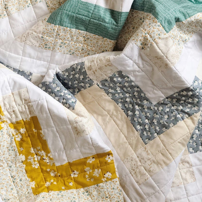 Yellow, Green and Blue Mayfair Thrive Throw Quilt