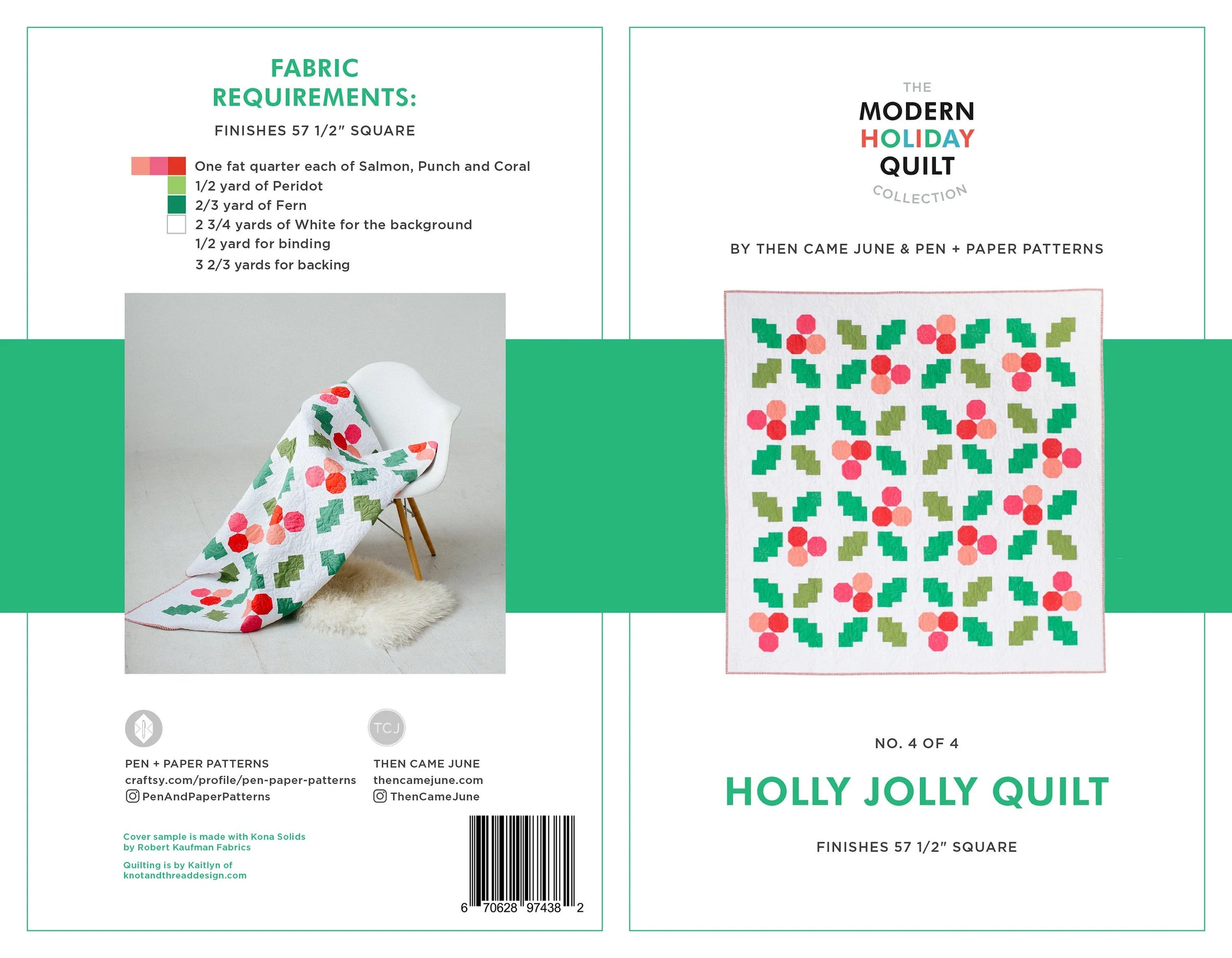 Holly Jolly Quilt Paper Pattern - Pen &amp; Paper Patterns